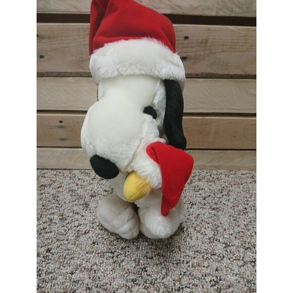Applause Other - Applause Vintage Plush Peanuts Holiday Snoopy Hugging Woodstock Santa Hat 18”